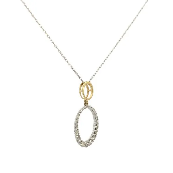 1/4CTW 14K YG/WG Natural Diamond Oval Prong Set With YG Polished Bale Pendant Necklace Image 2 The Ring Austin Round Rock, TX