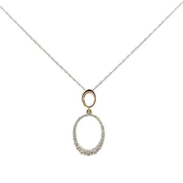 1/4CTW 14K YG/WG Natural Diamond Oval Prong Set With YG Polished Bale Pendant Necklace Image 3 The Ring Austin Round Rock, TX