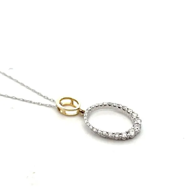 1/4CTW 14K YG/WG Natural Diamond Oval Prong Set With YG Polished Bale Pendant Necklace Image 4 The Ring Austin Round Rock, TX
