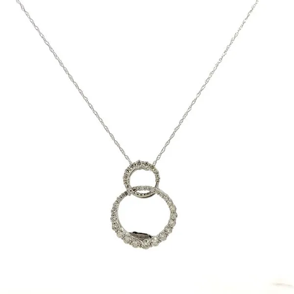 1/2CTW Platinum Natural Diamond Prong Set Double Circle Pendant Necklace Image 3 The Ring Austin Round Rock, TX