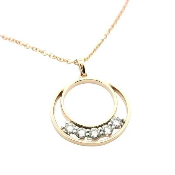 1/5CTW 14K YG Mined Diamond Round Prong Set Circle Pendant Necklace Image 3 The Ring Austin Round Rock, TX