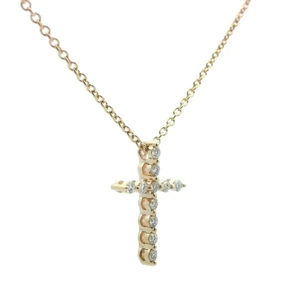1/8CTW 14K YG Round Mined Diamond Cross Pendant Necklace Image 2 The Ring Austin Round Rock, TX