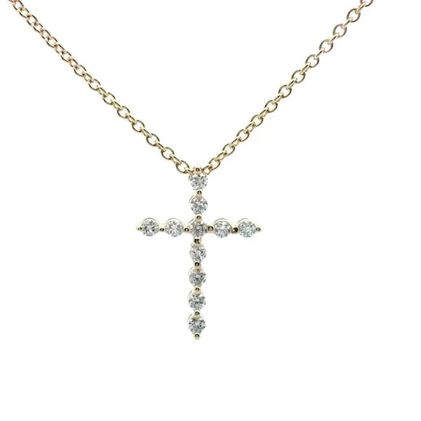 1/8CTW 14K YG Round Mined Diamond Cross Pendant Necklace The Ring Austin Round Rock, TX