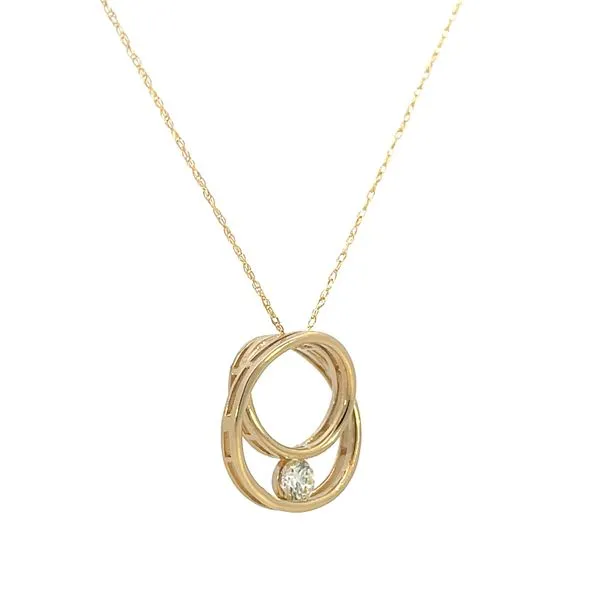1/3CTW 14K Yellow Gold Single Natural Diamond Swirl Chain Slide Pendant Necklace Image 3 The Ring Austin Round Rock, TX