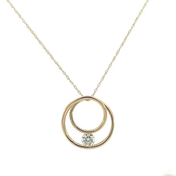 1/3CTW 14K Yellow Gold Single Natural Diamond Swirl Chain Slide Pendant Necklace The Ring Austin Round Rock, TX