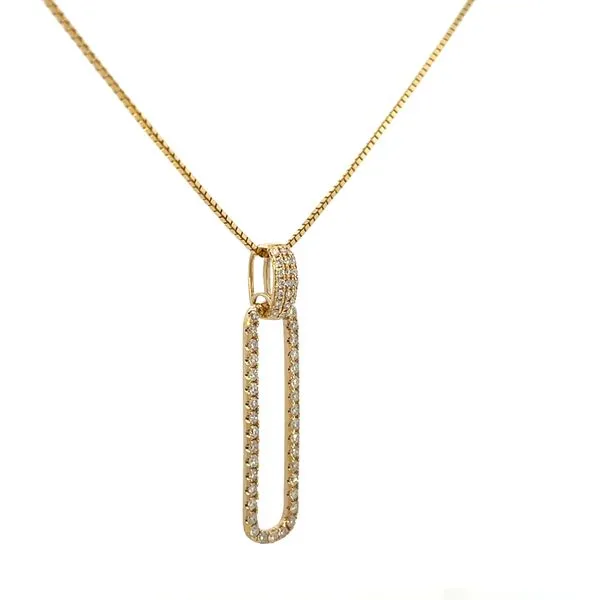 3/8CTW 14K Yellow Gold Natural Diamond Pave Bale And Paperclip Pendant Necklace Image 2 The Ring Austin Round Rock, TX