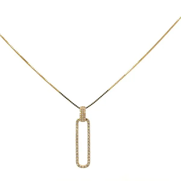 3/8CTW 14K Yellow Gold Natural Diamond Pave Bale And Paperclip Pendant Necklace Image 3 The Ring Austin Round Rock, TX