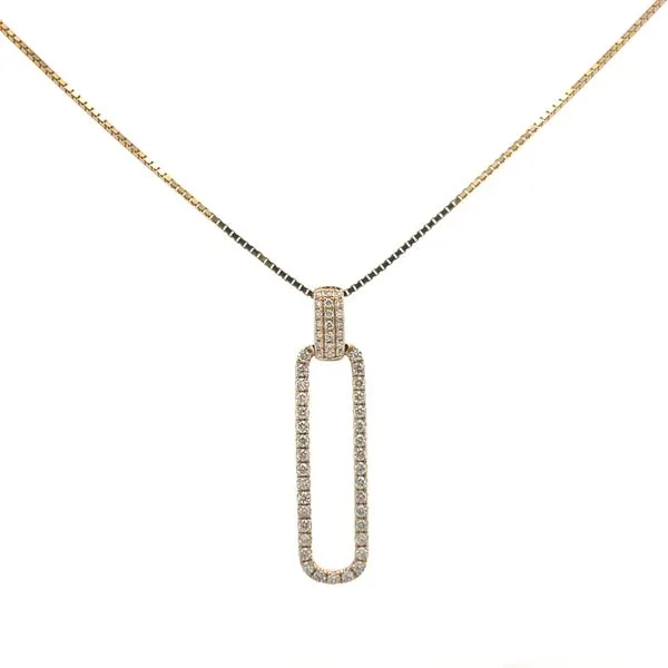 3/8CTW 14K Yellow Gold Natural Diamond Pave Bale And Paperclip Pendant Necklace The Ring Austin Round Rock, TX