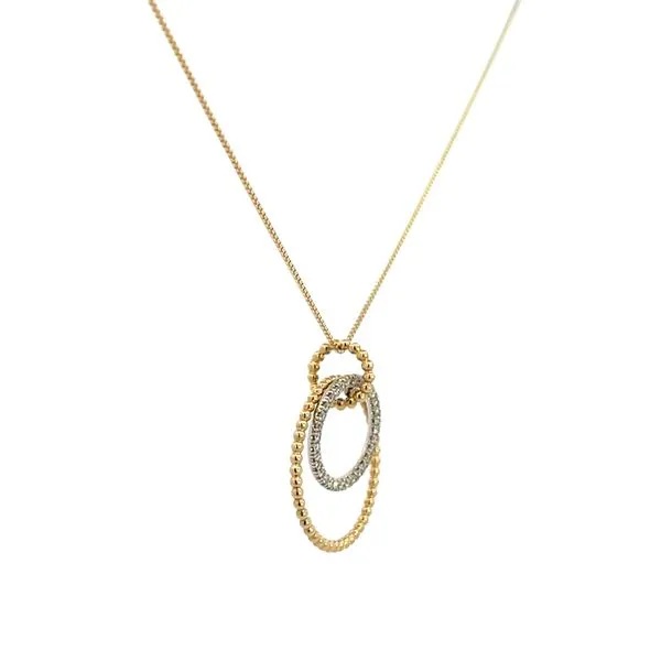 1/20CTW 14K YG/WG Natural Diamond Pave Circle & Beaded Drop Pendant Necklace Image 3 The Ring Austin Round Rock, TX