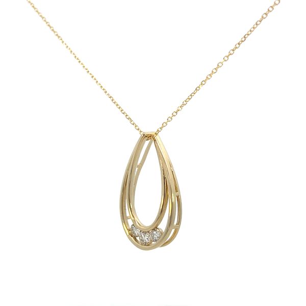 1/3CTW 14K YG Natural Diamond 3 Stone Open Teardrop Pendant Necklace Image 2 The Ring Austin Round Rock, TX