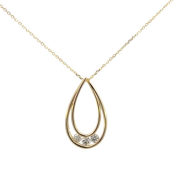 1/3CTW 14K YG Natural Diamond 3 Stone Open Teardrop Pendant Necklace The Ring Austin Round Rock, TX