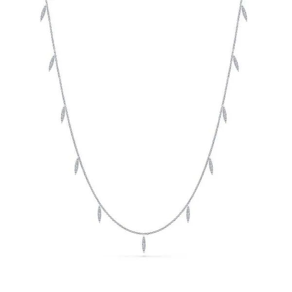 14kt WG Necklace with Drop Diamonds 1/5ctw 14