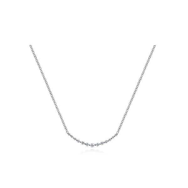 14KT WG Mined Diamond Curved Bar Necklace The Ring Austin Round Rock, TX