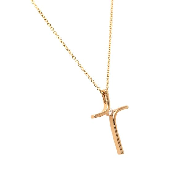 1/20CTW 14K Yellow Gold Mined Diamond Cross Necklace Image 2 The Ring Austin Round Rock, TX
