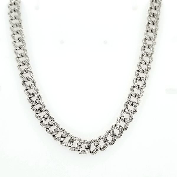 6 3/4CTW 14K WG Pave Mined Diamond Curb Link Chain Necklace Image 4 The Ring Austin Round Rock, TX
