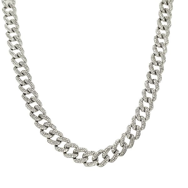6 3/4CTW 14K WG Pave Mined Diamond Curb Link Chain Necklace The Ring Austin Round Rock, TX