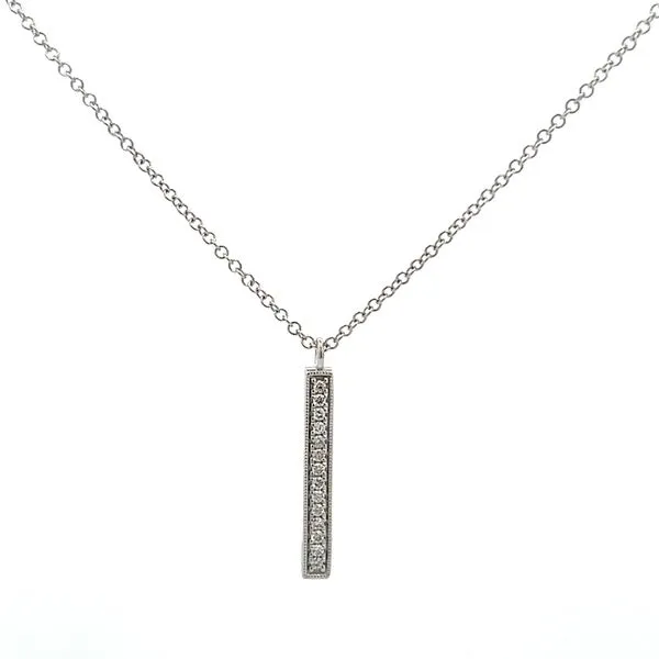 14K White Gold Mined Diamond Bar Necklace Image 2 The Ring Austin Round Rock, TX