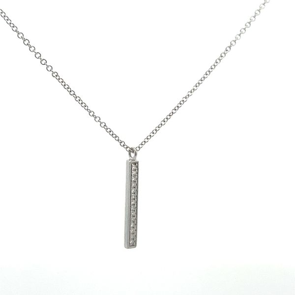 14K White Gold Mined Diamond Bar Necklace Image 3 The Ring Austin Round Rock, TX