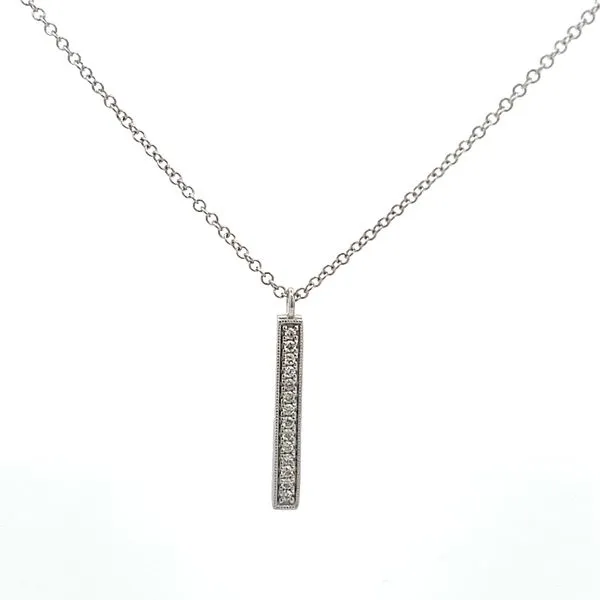 14K White Gold Mined Diamond Bar Necklace The Ring Austin Round Rock, TX