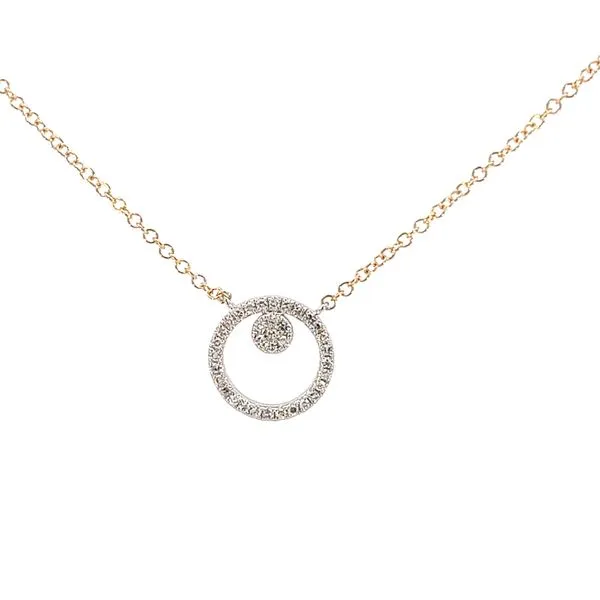 1/10CTW 14K YG Chain With WG Mined Diamond Circle Necklace Image 2 The Ring Austin Round Rock, TX