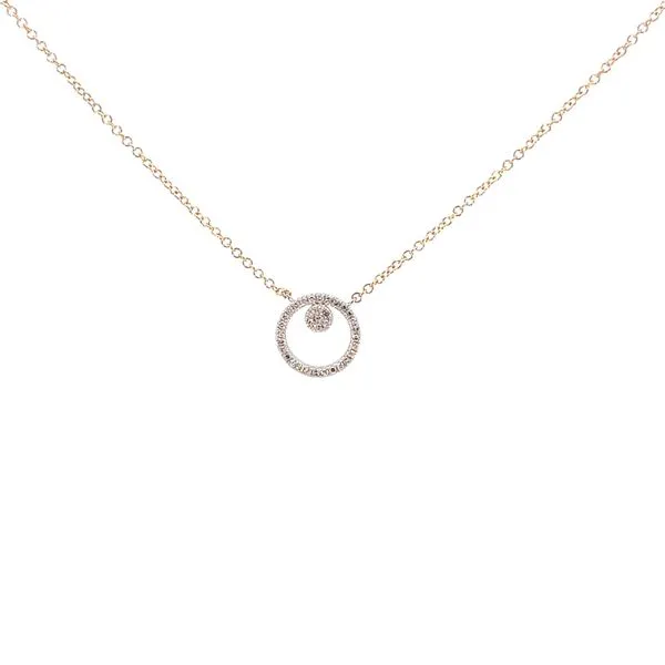 1/10CTW 14K YG Chain With WG Mined Diamond Circle Necklace The Ring Austin Round Rock, TX
