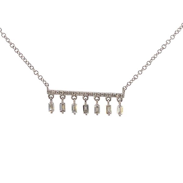 1/5CTW 14K WG Mined Diamond Bar Necklace With Baguette Fringe Image 2 The Ring Austin Round Rock, TX