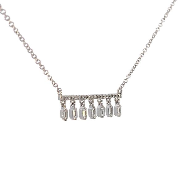 1/5CTW 14K WG Mined Diamond Bar Necklace With Baguette Fringe Image 3 The Ring Austin Round Rock, TX