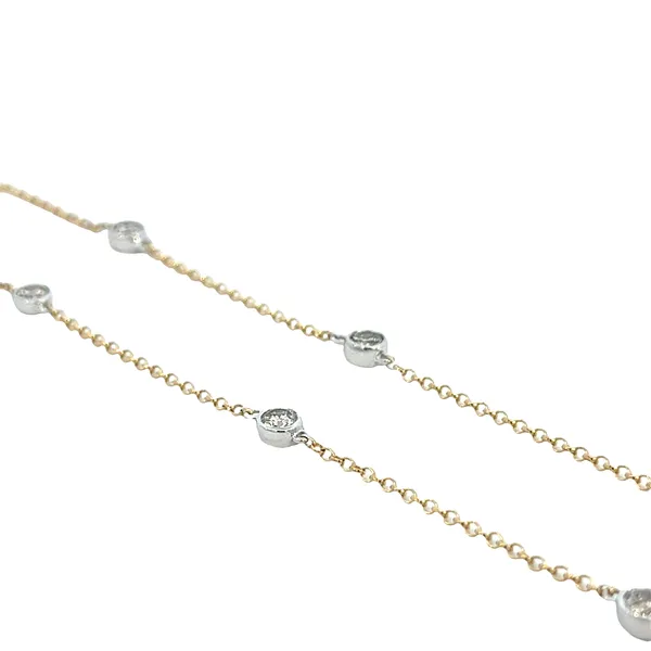1 1/3CTW 14K YG/WG Mined Diamond Round Bezel Set Necklace with Lobster clasp Image 3 The Ring Austin Round Rock, TX