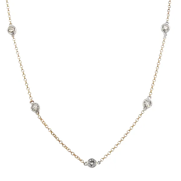 1 1/3CTW 14K YG/WG Mined Diamond Round Bezel Set Necklace with Lobster clasp Image 5 The Ring Austin Round Rock, TX