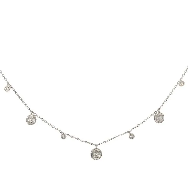 1/3CTW 14K WG Mined Diamond Baguette and Round Dangle Necklace Image 3 The Ring Austin Round Rock, TX