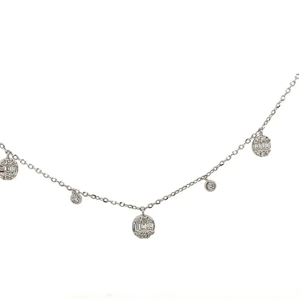1/3CTW 14K WG Mined Diamond Baguette and Round Dangle Necklace The Ring Austin Round Rock, TX