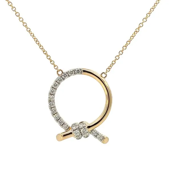 1/3CTW 14K Yellow Gold Natural Diamond Pave Twist Knot Polished Stationary Necklace The Ring Austin Round Rock, TX