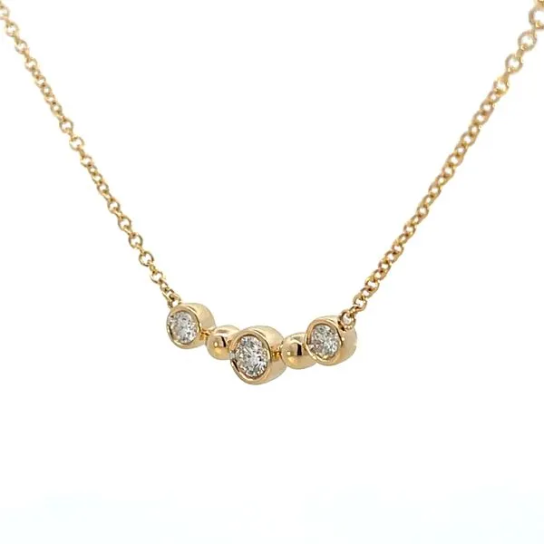 1/4CTW 14K Yellow Gold 3 Stone Round Natural Diamond Bezel Set Bar Stationary Necklace Image 4 The Ring Austin Round Rock, TX