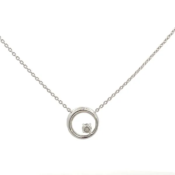 1/3CTW 14K WG Natural Round Diamond Center Halo Circle Pendant Necklace Image 3 The Ring Austin Round Rock, TX