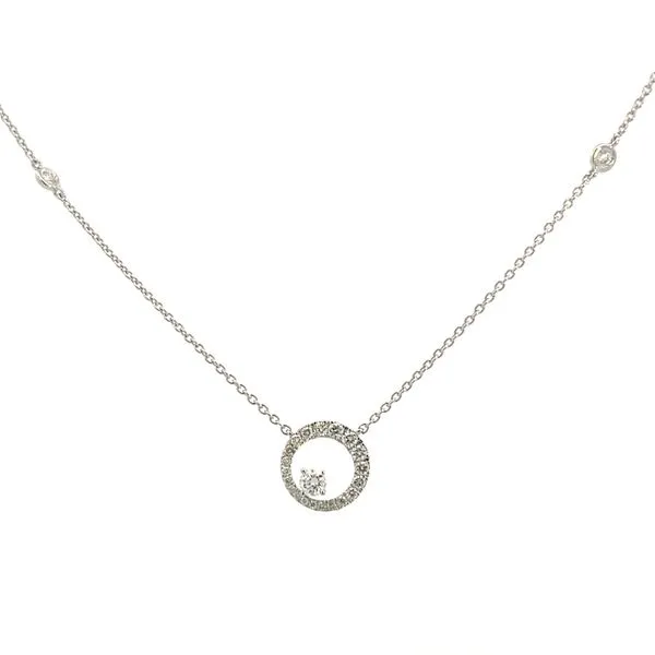 1/3CTW 14K WG Natural Round Diamond Center Halo Circle Pendant Necklace Image 5 The Ring Austin Round Rock, TX