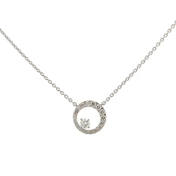 1/3CTW 14K WG Natural Round Diamond Center Halo Circle Pendant Necklace The Ring Austin Round Rock, TX