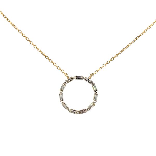 1/4CTW 14K YG Natural Baguette Diamond Halo Circle Stationary Pendant The Ring Austin Round Rock, TX
