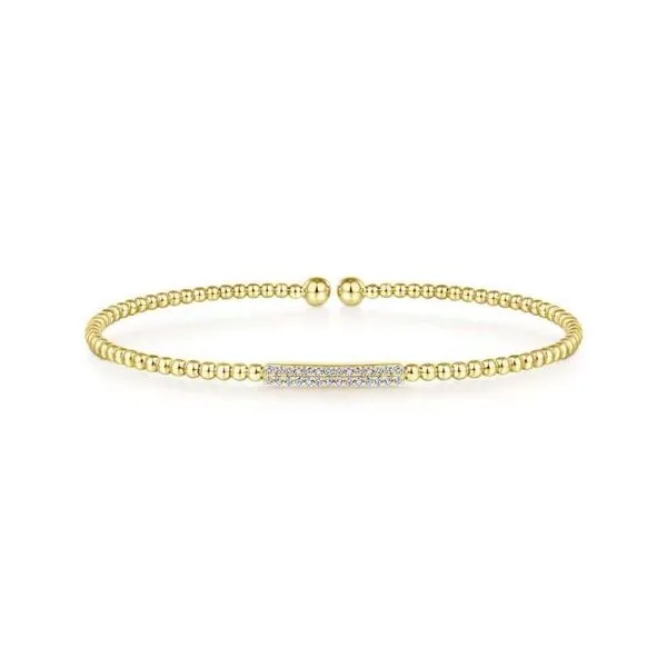 14kt YG Bead Style Bangle with a Double Row of Diamonds 1/8ctw The Ring Austin Round Rock, TX