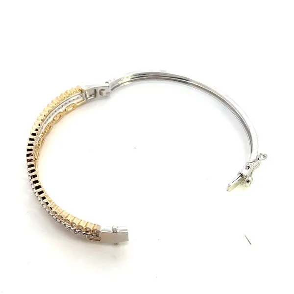1.00CT 14K WG/YG 3 Row Natural Diamond Prong Set And Chain Link Bangle Bracelet Image 4 The Ring Austin Round Rock, TX