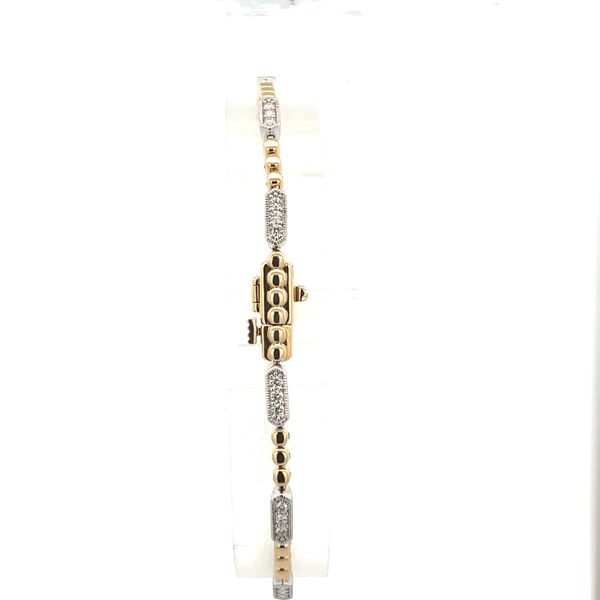 1/2CTW 14K YG/WG 3 Stone Natural Diamond & Mil Grain Alternating Polished Beads Tennis Bracelet The Ring Austin Round Rock, TX