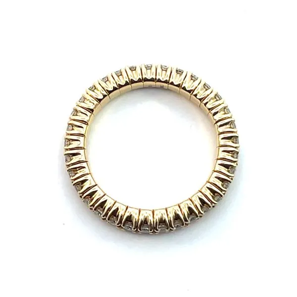 1.00CT 18K Yellow Gold Natural Diamond 4 Prong Eternity Expandable Stretch Wedding Bands Image 2 The Ring Austin Round Rock, TX