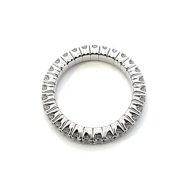 1.00CT 18K White Gold Natural Diamond 4 Prong Eternity Expandable Stretch Wedding Bands Image 2 The Ring Austin Round Rock, TX
