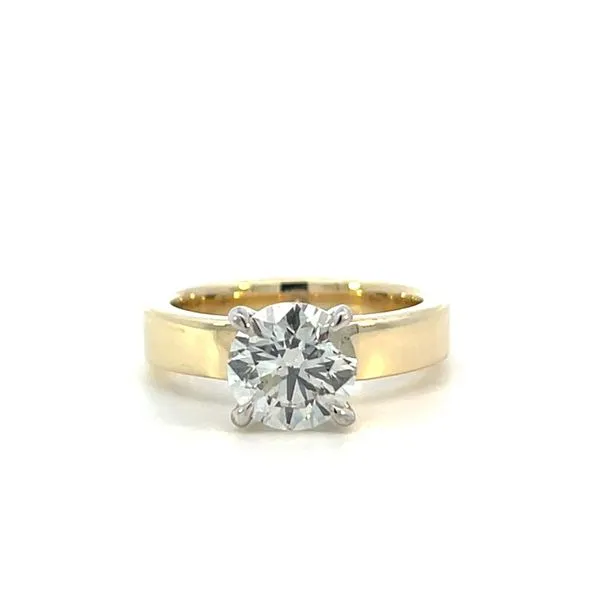 2.00CTW 14K Yellow Gold LG Round 4-prong Basket Wide Cigar Band Engagement Ring Image 2 The Ring Austin Round Rock, TX