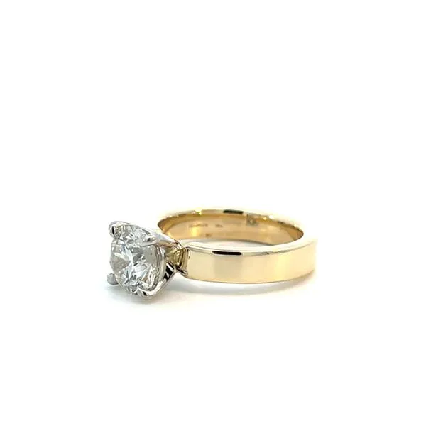 2.00CTW 14K Yellow Gold LG Round 4-prong Basket Wide Cigar Band Engagement Ring Image 4 The Ring Austin Round Rock, TX