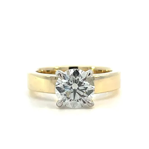 2.00CTW 14K Yellow Gold LG Round 4-prong Basket Wide Cigar Band Engagement Ring The Ring Austin Round Rock, TX