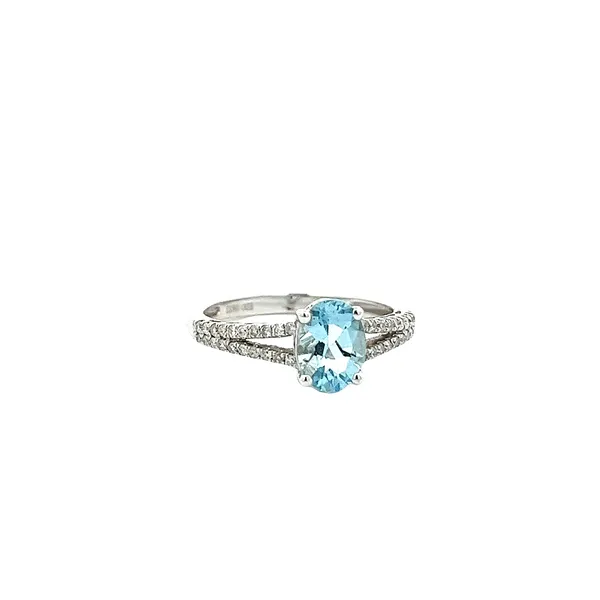 14K WG Natural Oval Aquamarine With 1/5CT Mined diamonds Engagement Ring Image 2 The Ring Austin Round Rock, TX