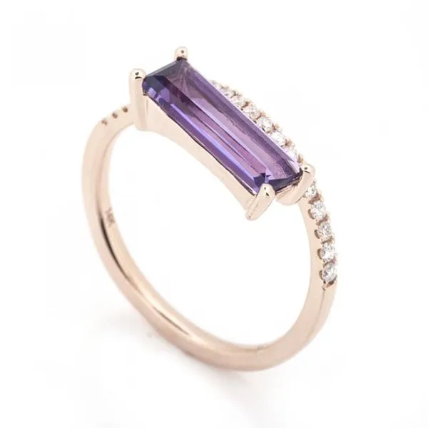 14k RG Emerald Cut Amethyst Bypass Ring 1.17ct center with 0.13 carats of diamond The Ring Austin Round Rock, TX