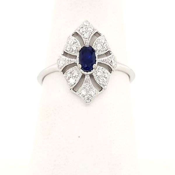 14K WG Antique Radial Inspired Ring Sapphire Accent Mined Diamonds The Ring Austin Round Rock, TX