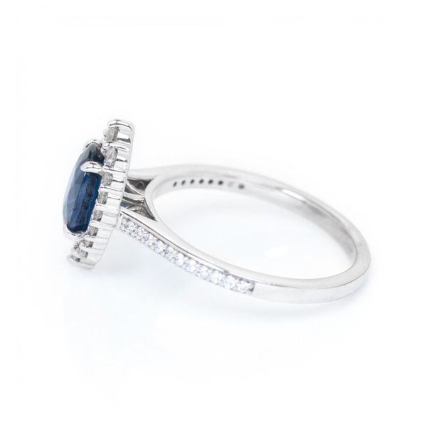 1.36CT Natural Oval Ceylon Sapphire 14KW 3/8CTW Mined Diamonds Ring Image 2 The Ring Austin Round Rock, TX