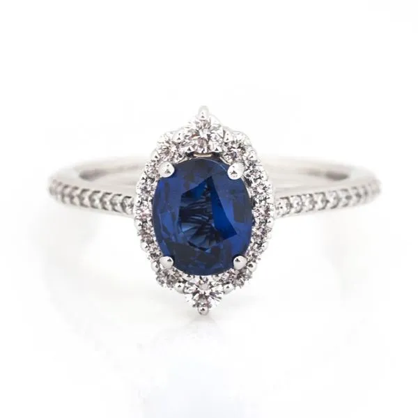 1.36CT Natural Oval Ceylon Sapphire 14KW 3/8CTW Mined Diamonds Ring The Ring Austin Round Rock, TX